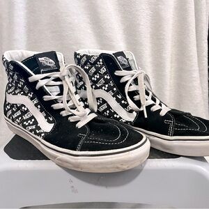 Vans Sk8-Hi 'Logo Repeat - Black' shoes, size 9